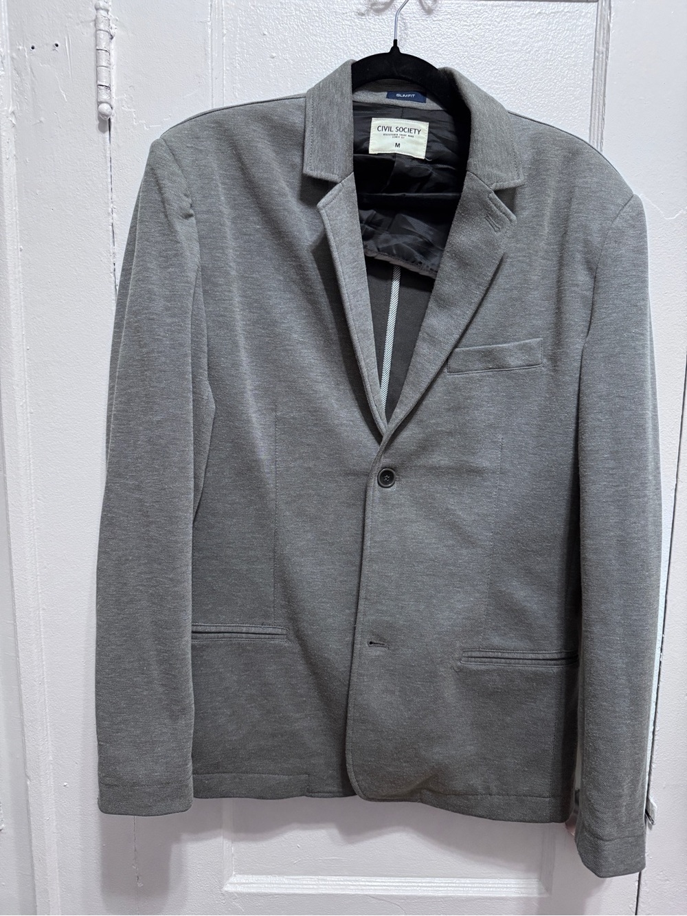 Civil Society Men's Gray Knit Blazer - Single-Button Notch Lapel
